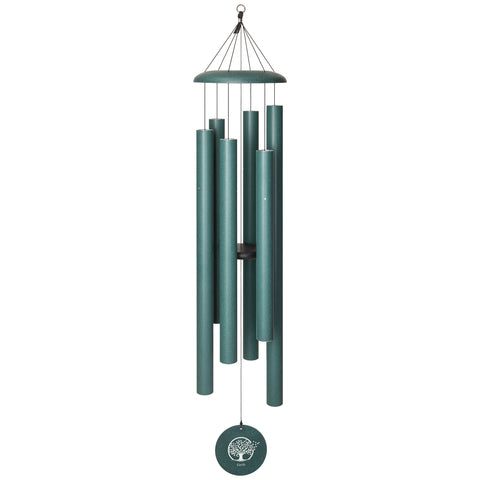 New Wind River Earth Element chimes in an earthy green color, available in small and large sizes, with grounding tones for relaxation.
