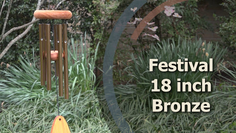 bronze festival wind chime in garden settings
