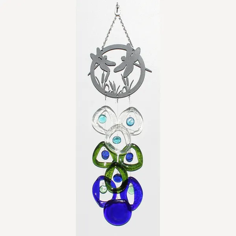 Bottle Benders Dragonfly Metal Top Glass Chime - Wind River