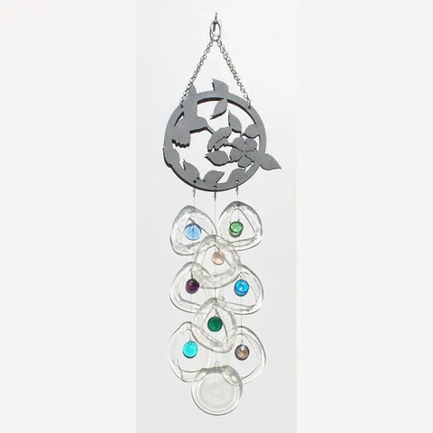 Bottle Benders Hummingbird Metal Top  Glass Chime - Wind River