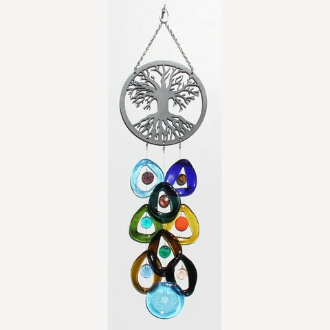 Bottle Benders Tree of Life Metal Top Glass Chime - Wind River